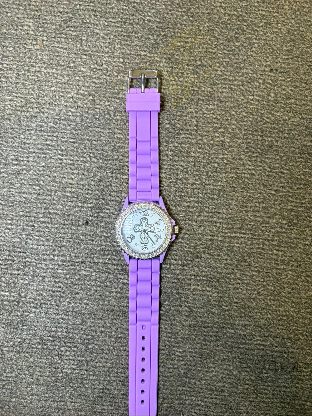 Geneva Purple, Blue, and Pink Silicone Strap Watches with Crystal Bezels